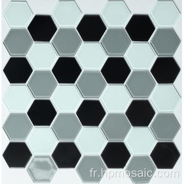 Mur de fond en mosaïque de verre hexagonal